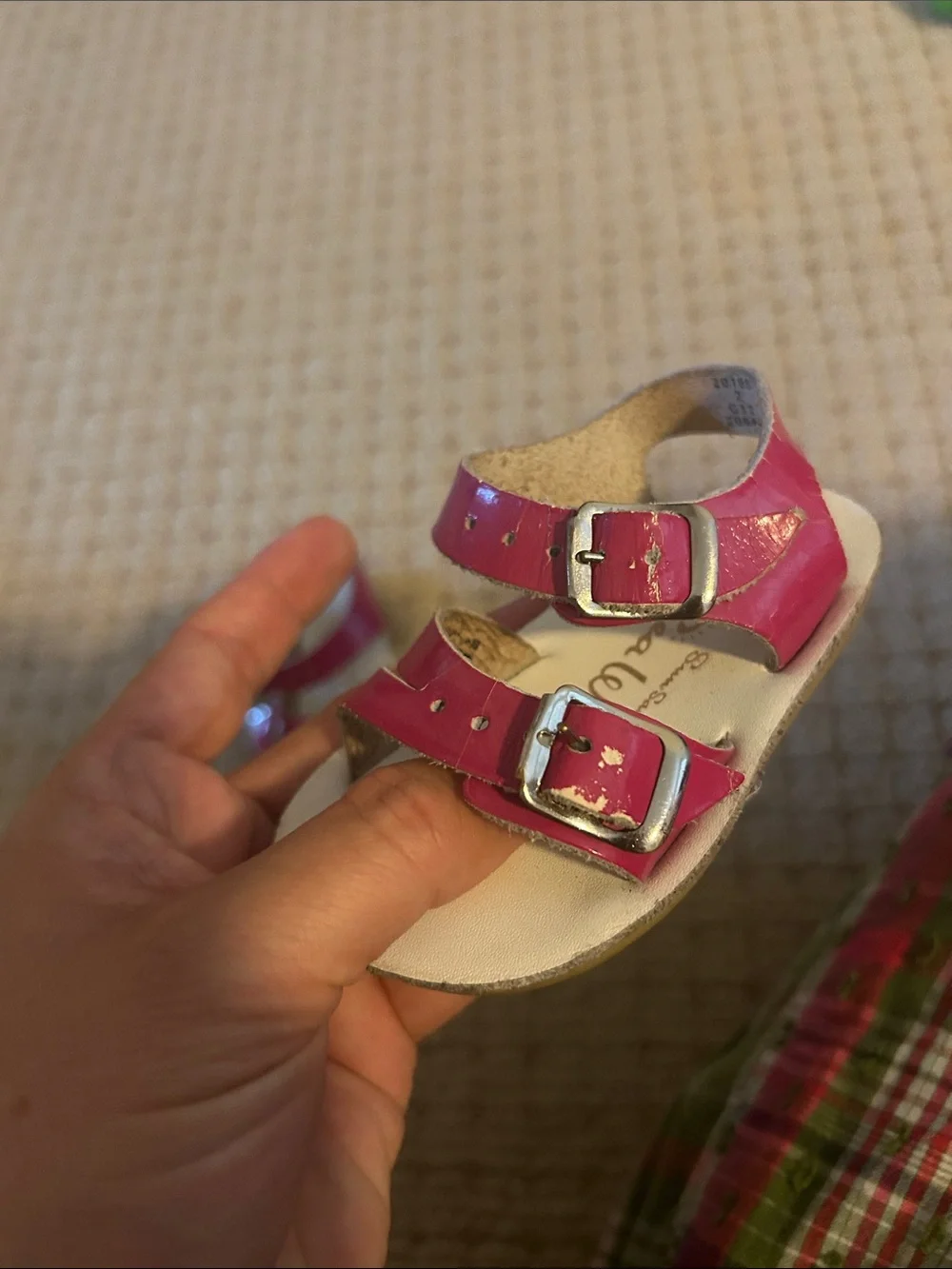 Sun Sans Sea Wee Girls' Pink Patent Leather Two-Strap Sandals